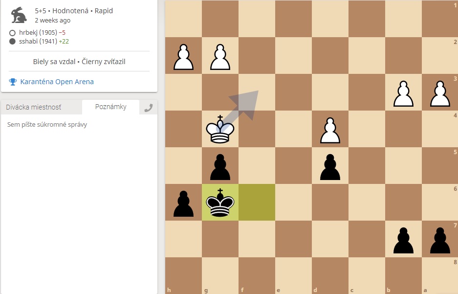 Shabir dostal darček v podobe súperovho 1.h4?? a po 1.. h5+ hladko vyhral pešiakovú koncovku 518